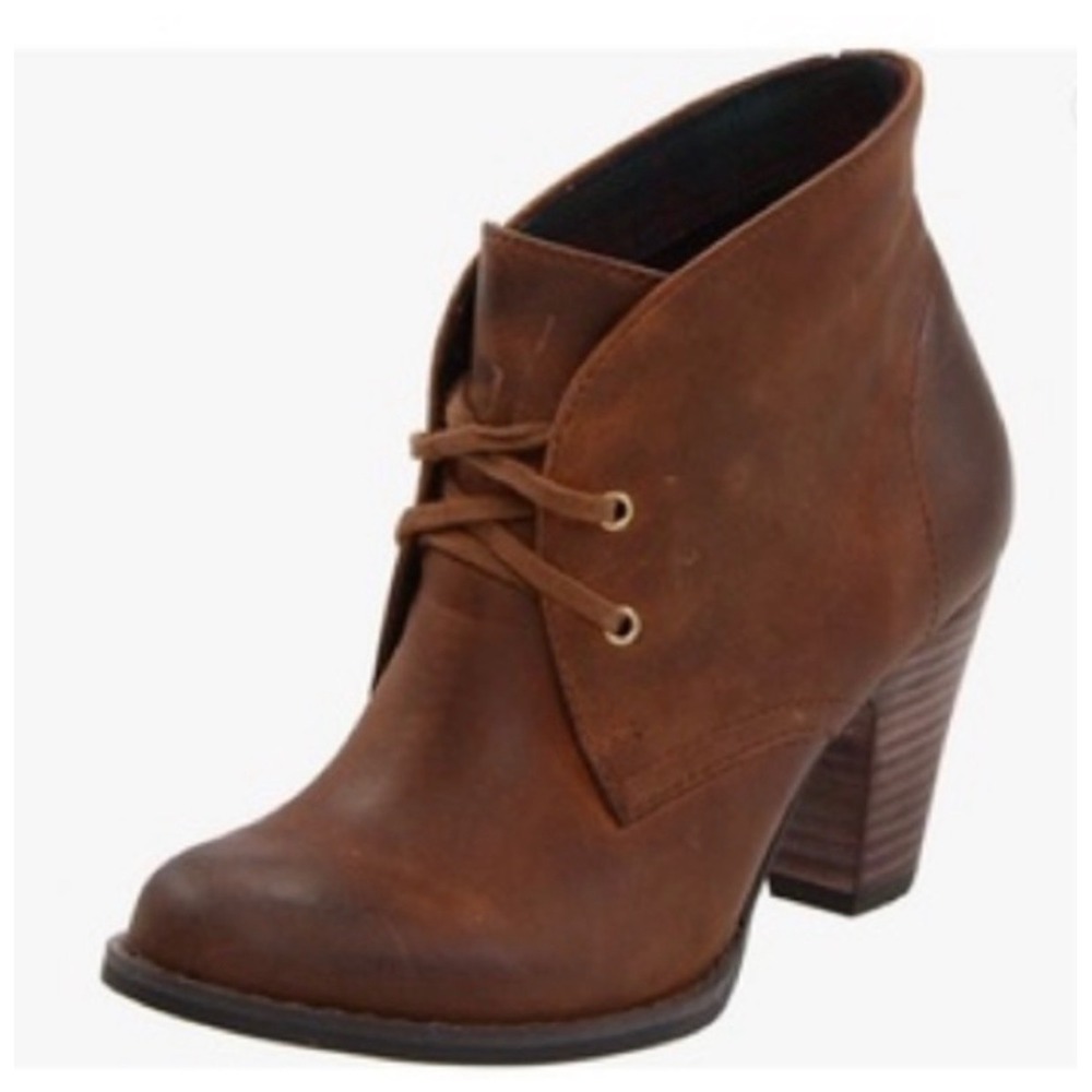 Indigo By Clark's Brown Water Row Leather Lace Up Heeled Ankle Booties 9.5